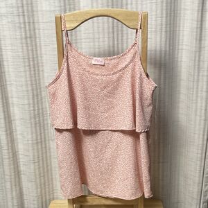 Pulse Boutique Pink White Animal Print Ruffle Chiffon Camisole Tank Top S